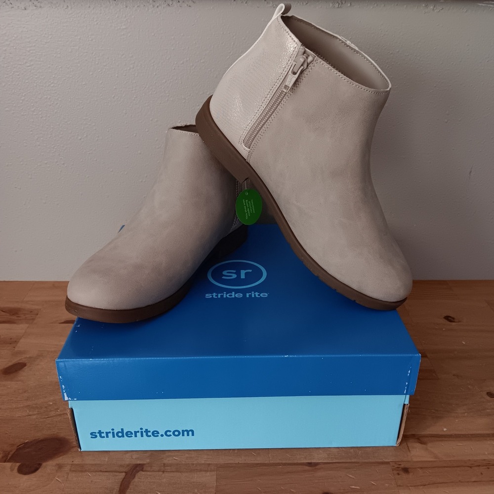 Stride Rite Carolyn Boots Women Size 5M Taupe Ankle Side Zip CG034501 NWB
